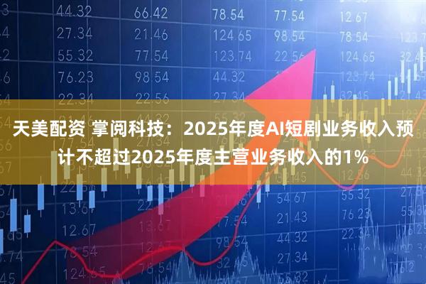 天美配资 掌阅科技：2025年度AI短剧业务收入预计不超过2025年度主营业务收入的1%